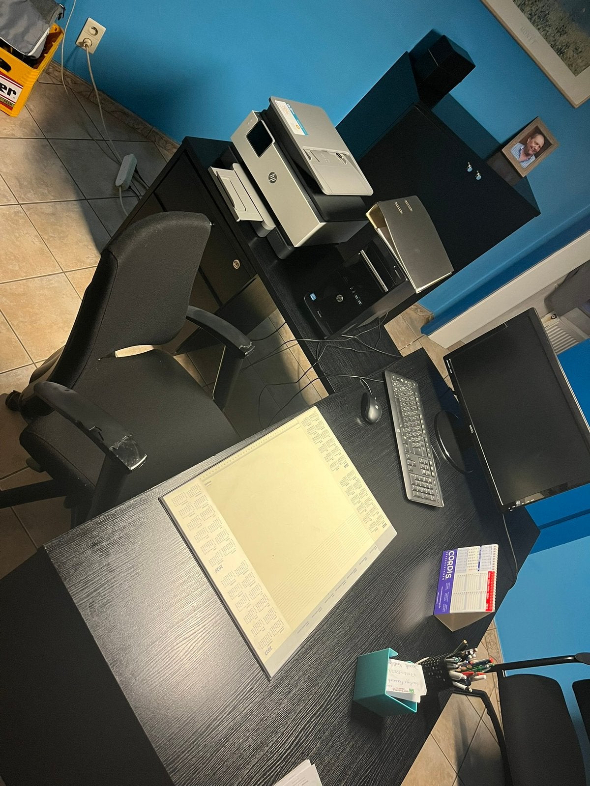 Bureau met kasten zwart, Maison & Meubles, Enlèvement, Comme neuf, Noir, Bureau d'angle