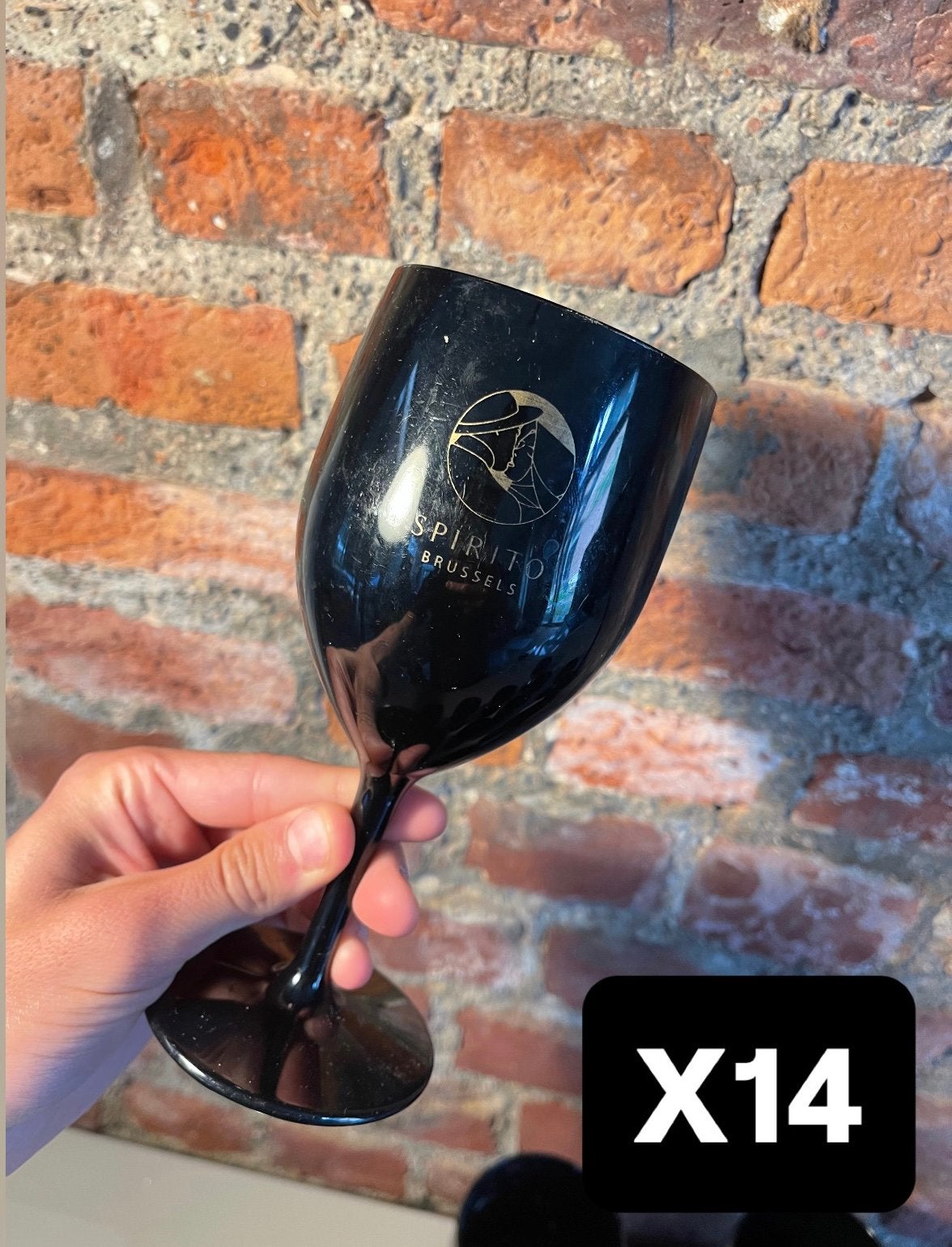 Lot 46 verres plastique noir + seau champagne fête, Ophalen of Verzenden, Gebruikt