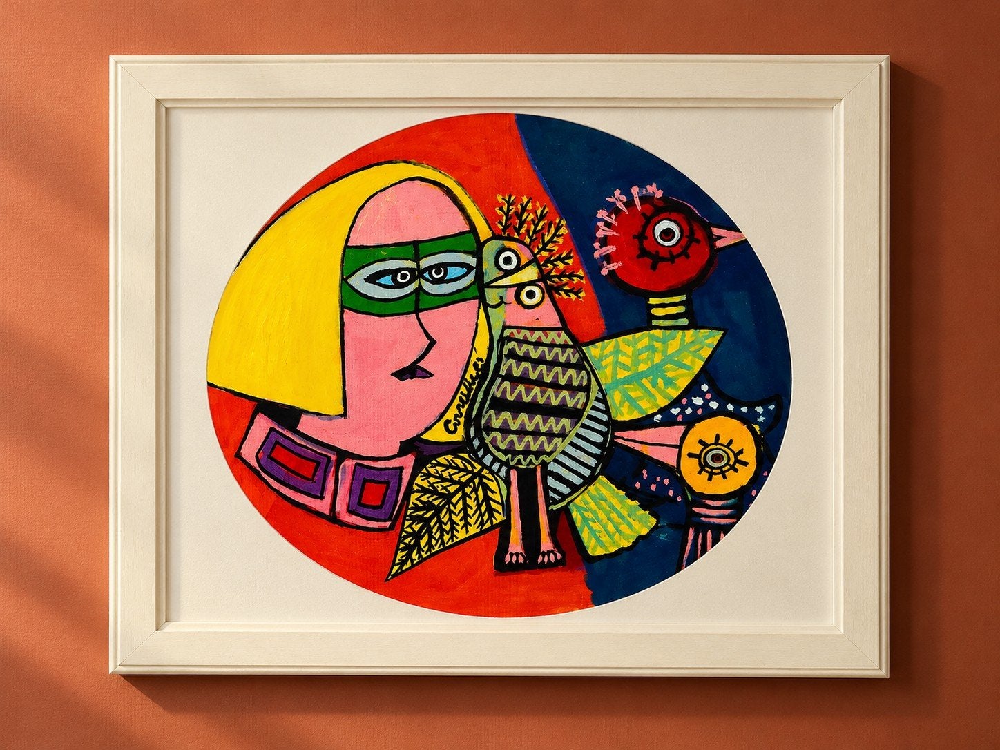 peinture de Corneille artiste signé date #Picasso #Ensor#Dal, Antiquités & Art, Gouache, Enlèvement ou Envoi, Signé, Animaux
