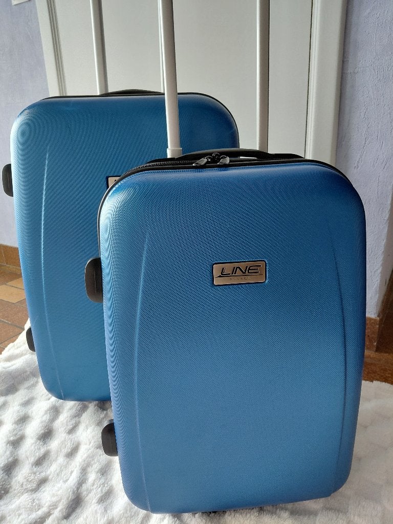 Kofferset blauw Line Travel., 50 tot 60 cm, Hard kunststof, Zo goed als nieuw, 35 tot 45 cm