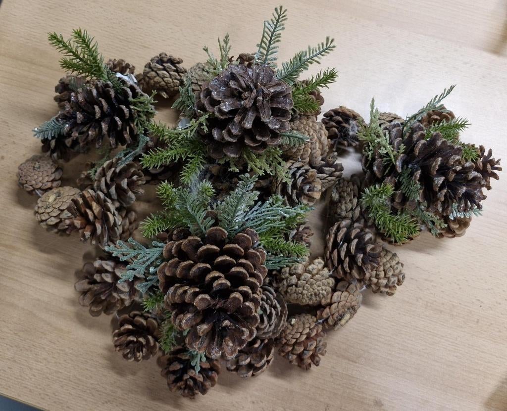 herfstdecoratie-2 dennenappelsslingers+ 4 losse dennenappels, Huis en Inrichting, Woonaccessoires | Kransen, Verzenden, Zo goed als nieuw