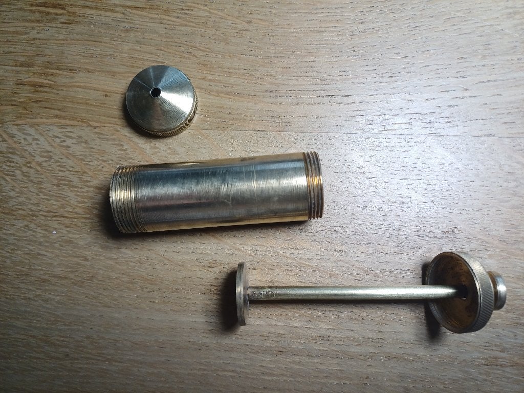 Vintage - messing vetspuit, Antiek en Kunst, Antiek | Brons en Koper, Brons, Ophalen of Verzenden