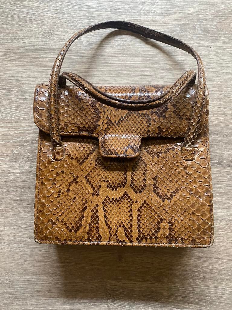 🔥 Vintage handtas - Slangenleer - jaren ‘50/‘60, Handtassen en Accessoires, Tassen | Damestassen, Ophalen of Verzenden, Gebruikt