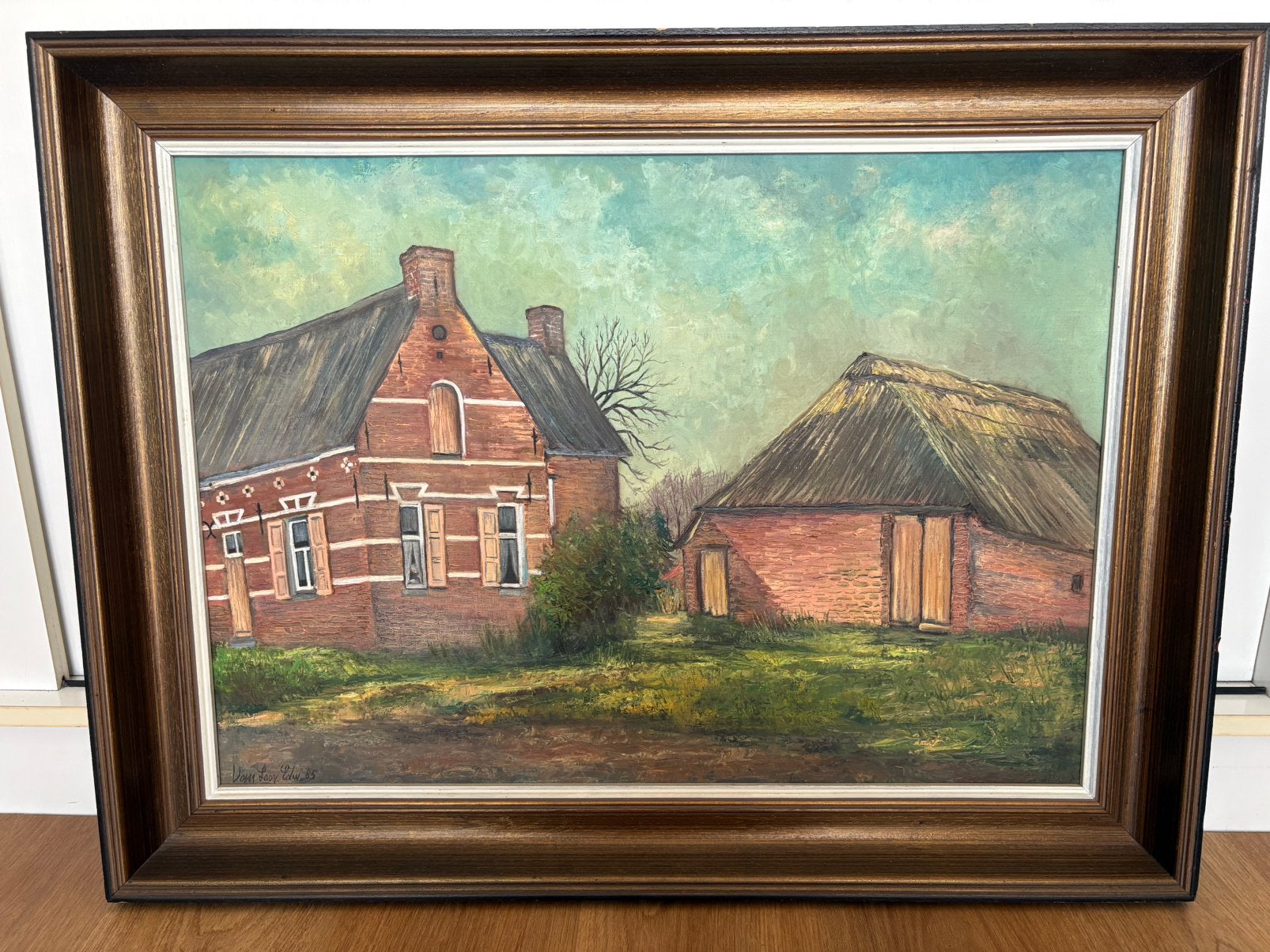 Prachtig olieverfschilderij 'Kempische hoeve', Van Looy, Ophalen, Klassiek, Gedateerd, Doek