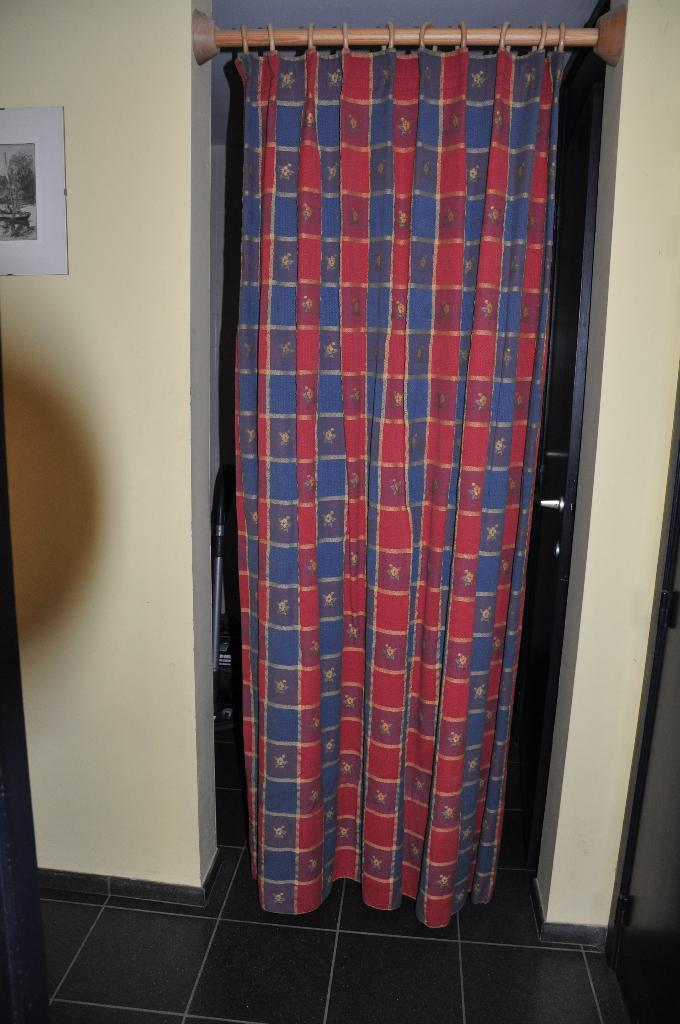 Rideau de porte – 134  199 cm – 2 lés – tissu épais, Huis en Inrichting, Ophalen of Verzenden, Gebruikt, Blauw