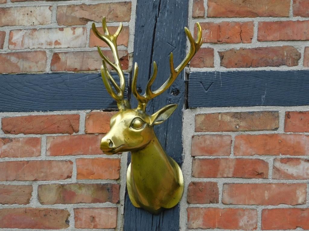 Décoration murale en forme de cerf - doré - alu, Enlèvement ou Envoi