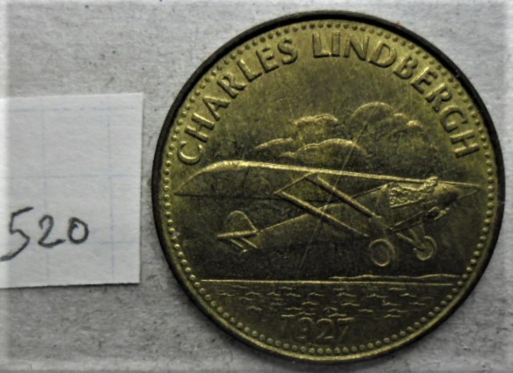 Shell 26mm jeton Charles Lindbergh laiton, Timbres & Monnaies, Pièces & Médailles, Enlèvement ou Envoi, Autres matériaux