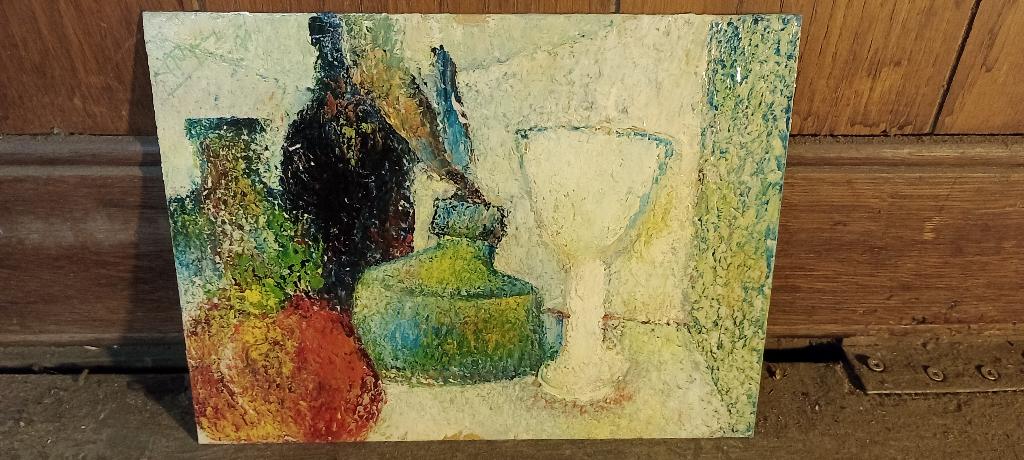 Peinture nature morte signée Serge Montegnies, 24x18, n536, Enlèvement ou Envoi