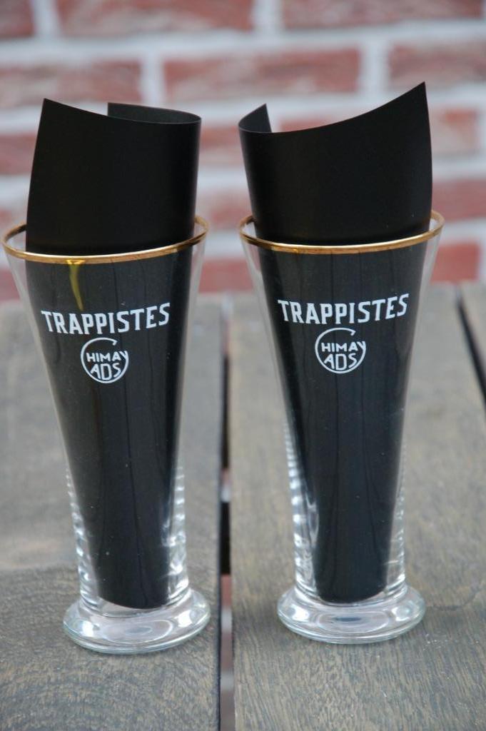 2 oude glazen Trappistes Chimay ADS, Ophalen of Verzenden, Gebruikt, Bierglas