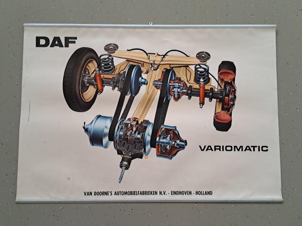 Vintage Muurplaat - Daf Variomatic - 1970, Verzamelen, Merken en Reclamevoorwerpen, Gebruikt, Reclamebord, Ophalen