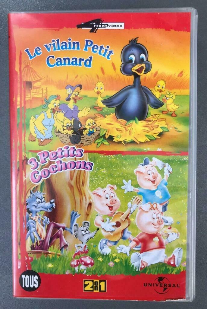 VHS Le vilain petit canard / 3 petits cochons, Tous les âges, Enlèvement ou Envoi, Utilisé, Dessin animé