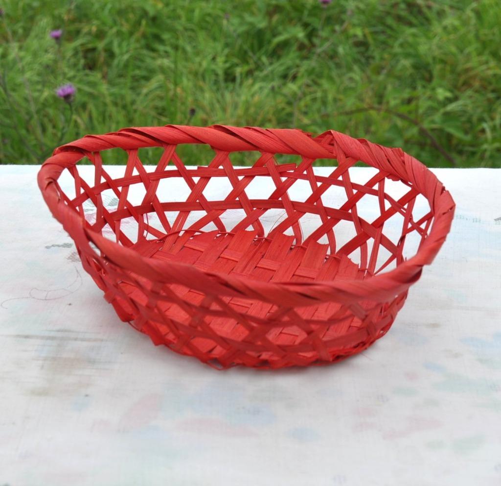 panier oval paille rouge, Maison & Meubles, Enlèvement ou Envoi, Autres matériaux, Ovale, Panier