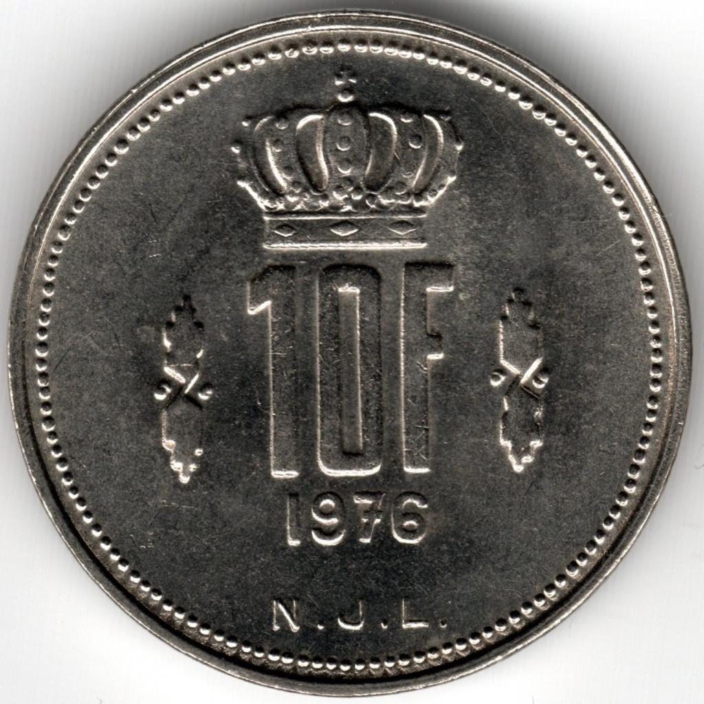 Luxemburg : 10 Francs 1976  KM#57  Ref 14221, Ophalen of Verzenden, Overige landen, Losse munt