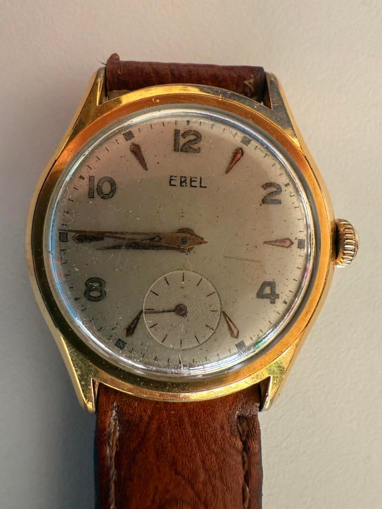 EBEL verzamelaarshorloge genummerd 1962 met leren band, Staal, Met bandje, Polshorloge, 1960 of later