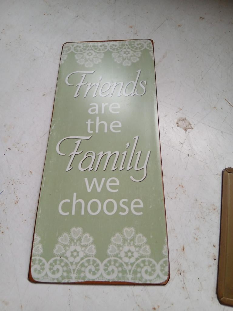 Metalen bord friends are the family we choose, Huis en Inrichting, Ophalen of Verzenden