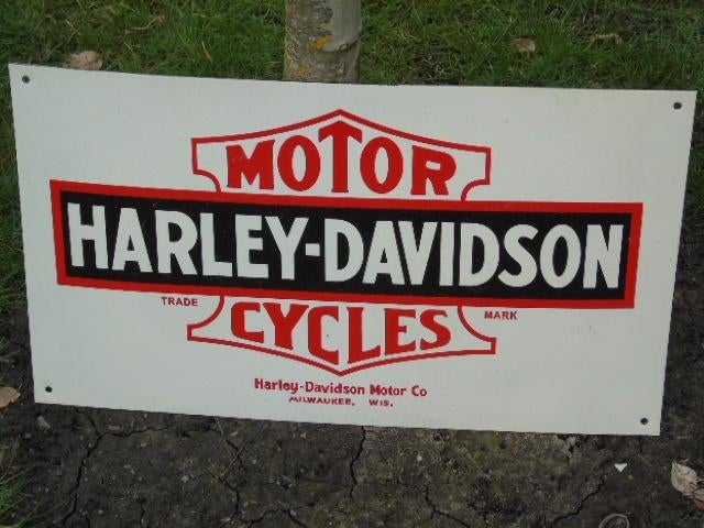 plaque émail publicitaire , HARLEY DAVIDSON ..., Collections, Enlèvement ou Envoi, Utilisé, Panneau publicitaire