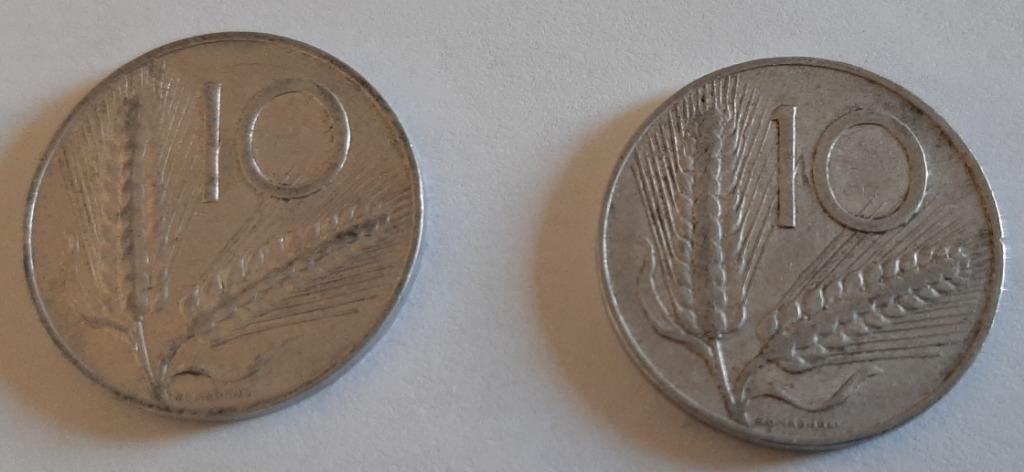2 Italiaanse 10 lira munten 1955 en 1956 in goede staat, Ophalen of Verzenden, Italië