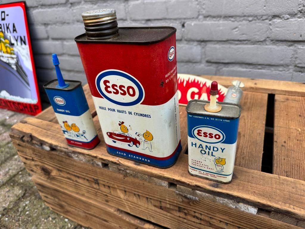 Zeldzame Esso olie blikken, Verzamelen, Ophalen of Verzenden, Gebruikt, Overige, Overige merken