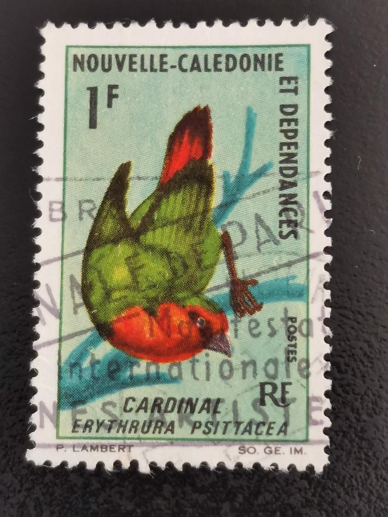 Nouvelle-Calédonie 1966 - oiseaux - Diamant psittaculaire, Enlèvement ou Envoi, Affranchi