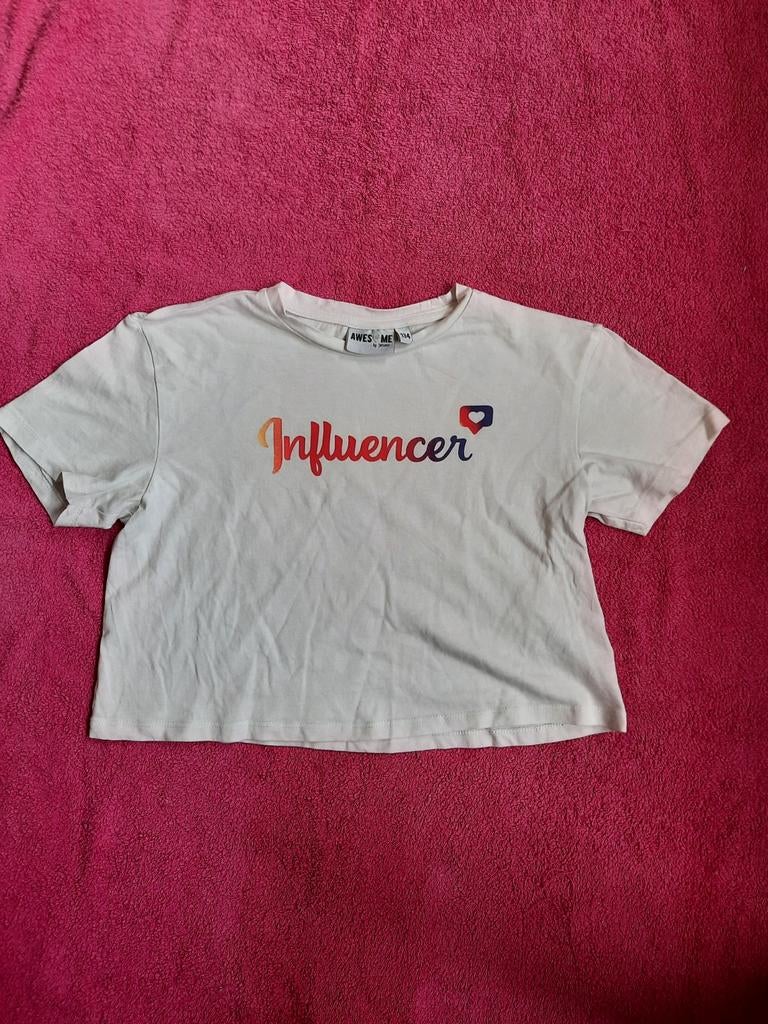 Korte mouwen t-shirt maat 140 Awesome, Meisje, Awesome, Ophalen of Verzenden, Zo goed als nieuw