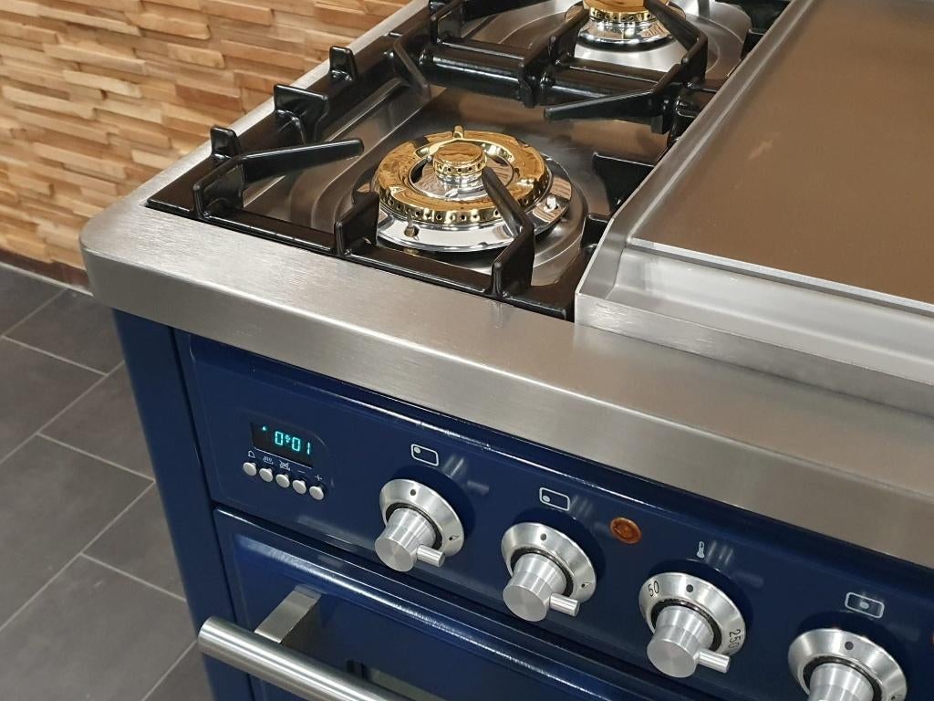 🔥 Poêle deluxe Boretti Majestic 90cm bleu royal à 5 brûleur, Gaz, Classe énergétique A ou plus économe, Enlèvement ou Envoi, Comme neuf