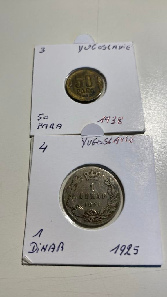 Yugoslavia 50 para en 1 Dinar 1938 en 1925, Ophalen of Verzenden