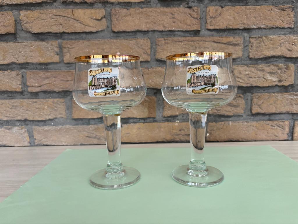 Prachtige glazen Kasteel Bier Cuvée du château Kelkglas (0.2, Ophalen, Nieuw, Bierglas