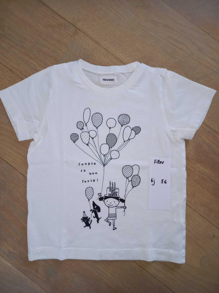 Verjaardags tshirt Filou & Friends 6 jaar - M 116 NIEUW, Meisje, Nieuw, Ophalen of Verzenden, Shirt of Longsleeve
