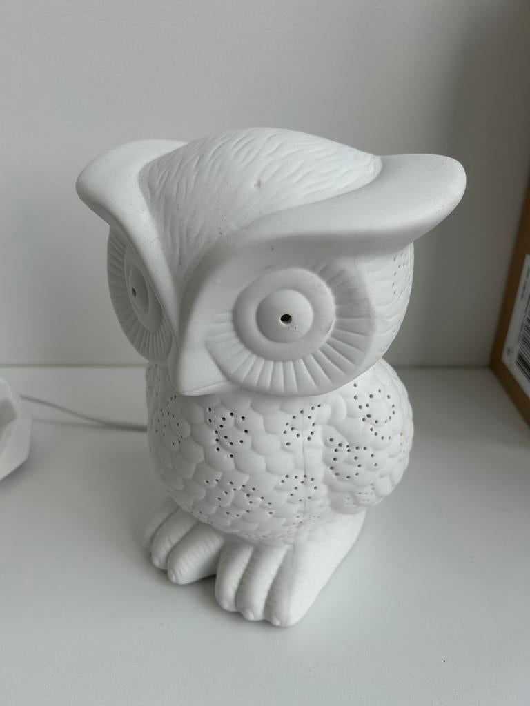 +++ uil porseleinen lamp  +++ 🦉 💡, Ophalen, Overige materialen, Zo goed als nieuw, Modern