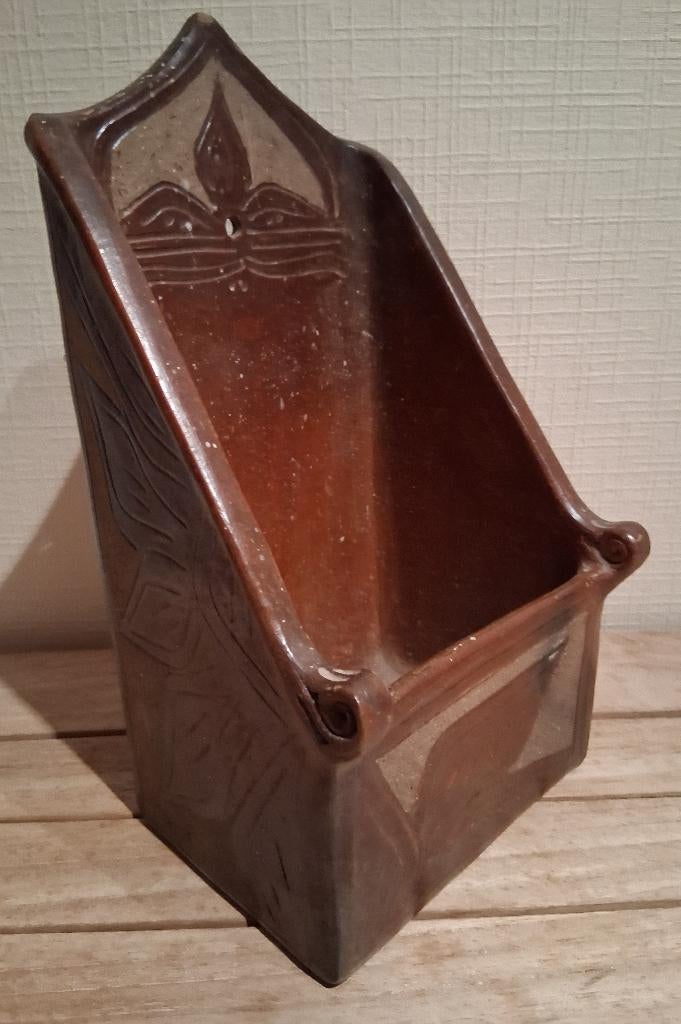 antieke keramieken brievenhouder - arts & crafts, Ophalen of Verzenden