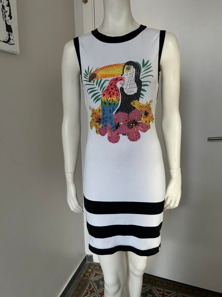 Philippe Plein jurk met patroon en strass, Kleding | Dames, Overige kleuren, Ophalen of Verzenden, Gedragen, Boven de knie