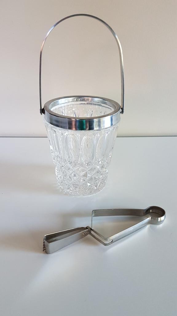 Vintage ijsemmer met inox ijsblokjestang., Antiek en Kunst, Ophalen of Verzenden