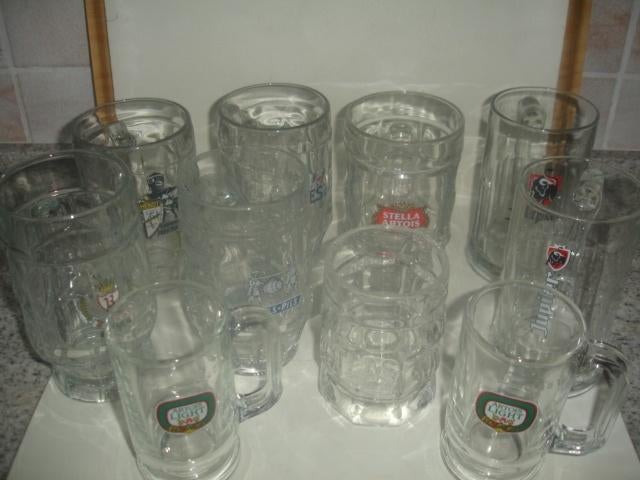 Bierpotten Jupiler, Stella, Maes enz.. € 1,50 stuk, Verzamelen, Biermerken, Ophalen of Verzenden, Zo goed als nieuw, Glas of Glazen