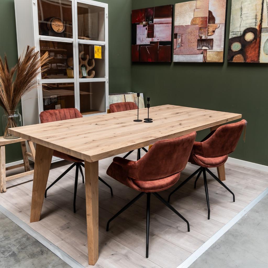 Eettafel - Tafelblad massief eiken Recht - Direct meenemen!, Eikenhout, Nieuw, Ophalen of Verzenden, Vijf personen of meer