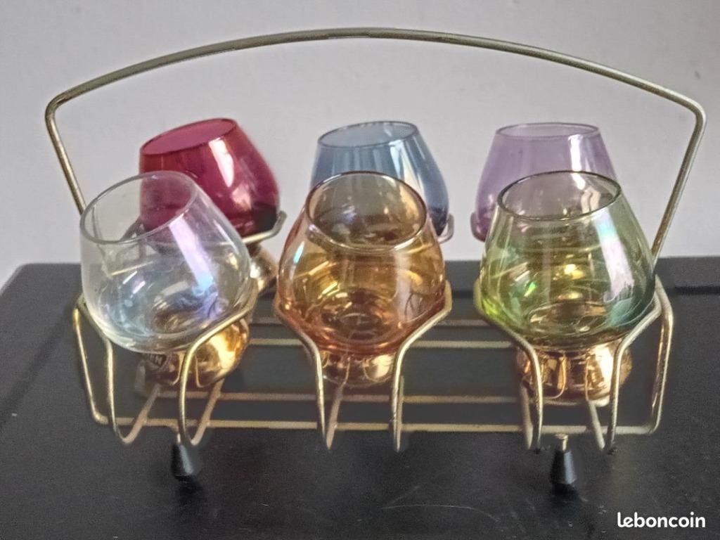 Vintage handgemaakte druppelset uit Laken, Ophalen of Verzenden, Gebruikt, Borrel- of Shotglas