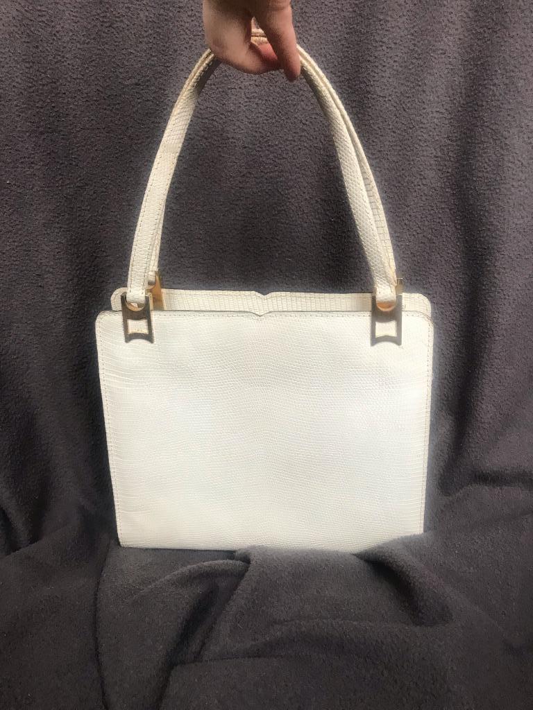 Vintage Kenig handtas, Handtassen en Accessoires, Tassen | Damestassen, Ophalen of Verzenden, Gebruikt, Wit, Handtas