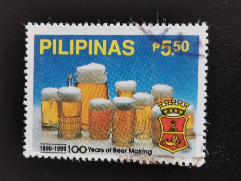 Filippijnen 1990 - bier brouwen, wapenschild, Ophalen of Verzenden, Gestempeld, Zuidoost-Azië