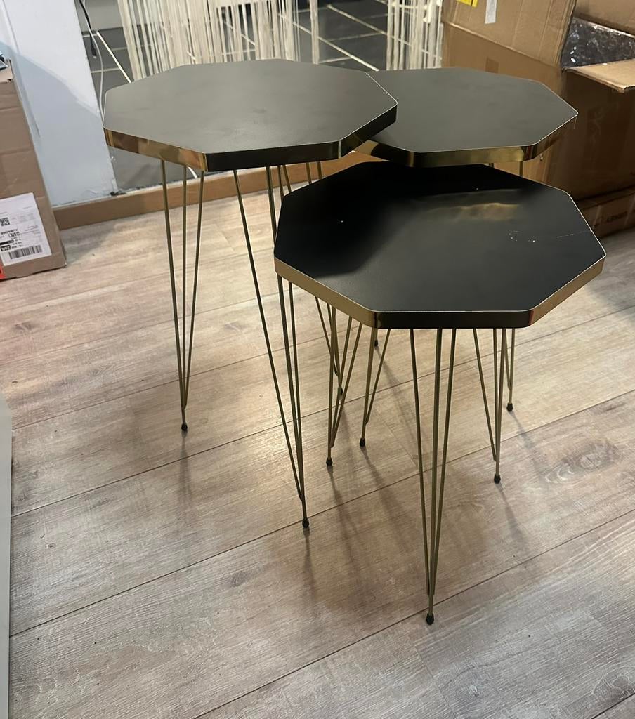 Set de 3 Table d’appoint neuf, Enlèvement ou Envoi, Neuf, Métal ou Aluminium, Bois et metal