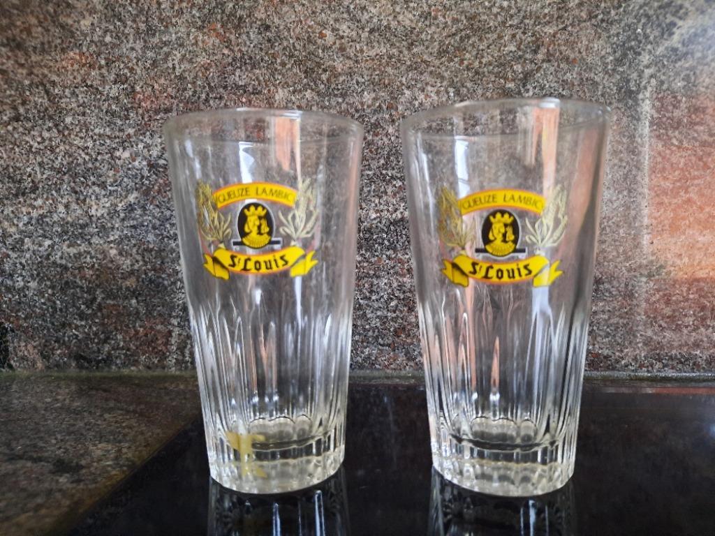 2 Bierglazen St. Louis Gueuze Lambic, Ophalen of Verzenden, Gebruikt, Bierglas
