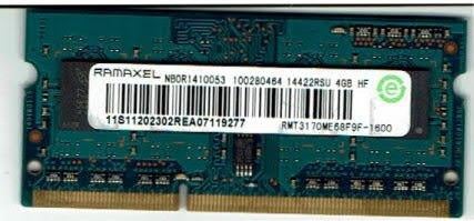 RAM pour PC portable 4GB RAMAXEL NBOR4140053, Gebruikt, DDR3, Ophalen of Verzenden, 1600 MHz