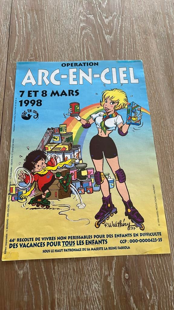 Affiche Walthéry Natacha arc-en-ciel 1998, Enlèvement ou Envoi, Utilisé