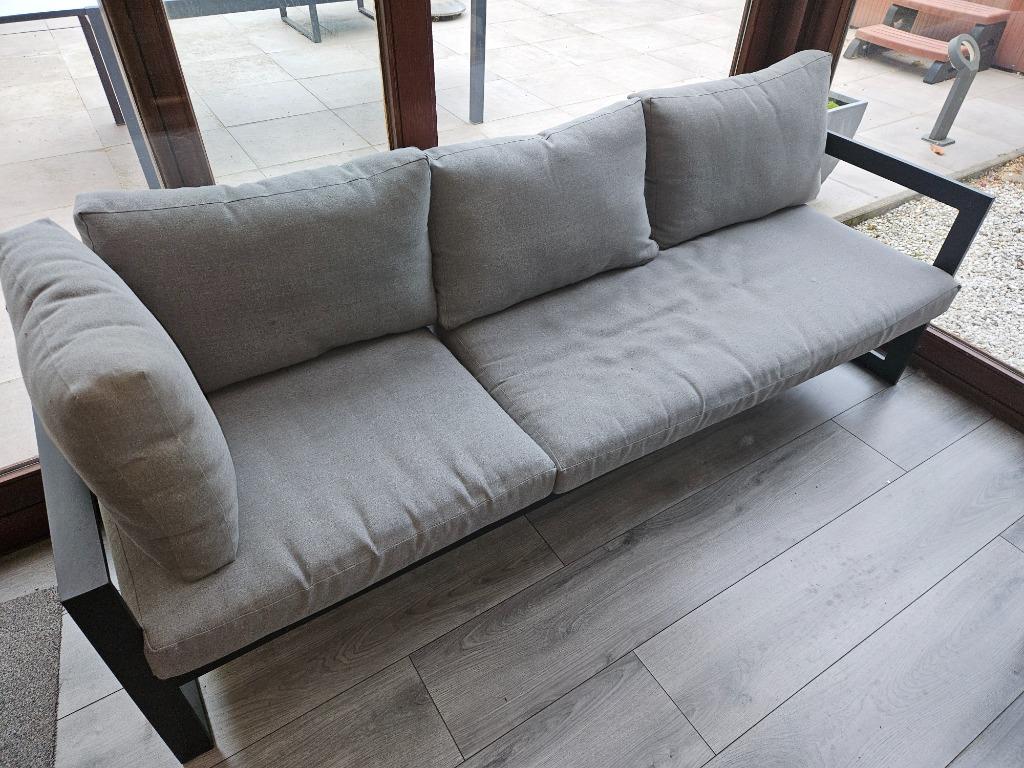 Canape de jardin 3 places aluminium avec coussins + table, Tuin en Terras, Tuinbanken, Ophalen, Zo goed als nieuw, Aluminium