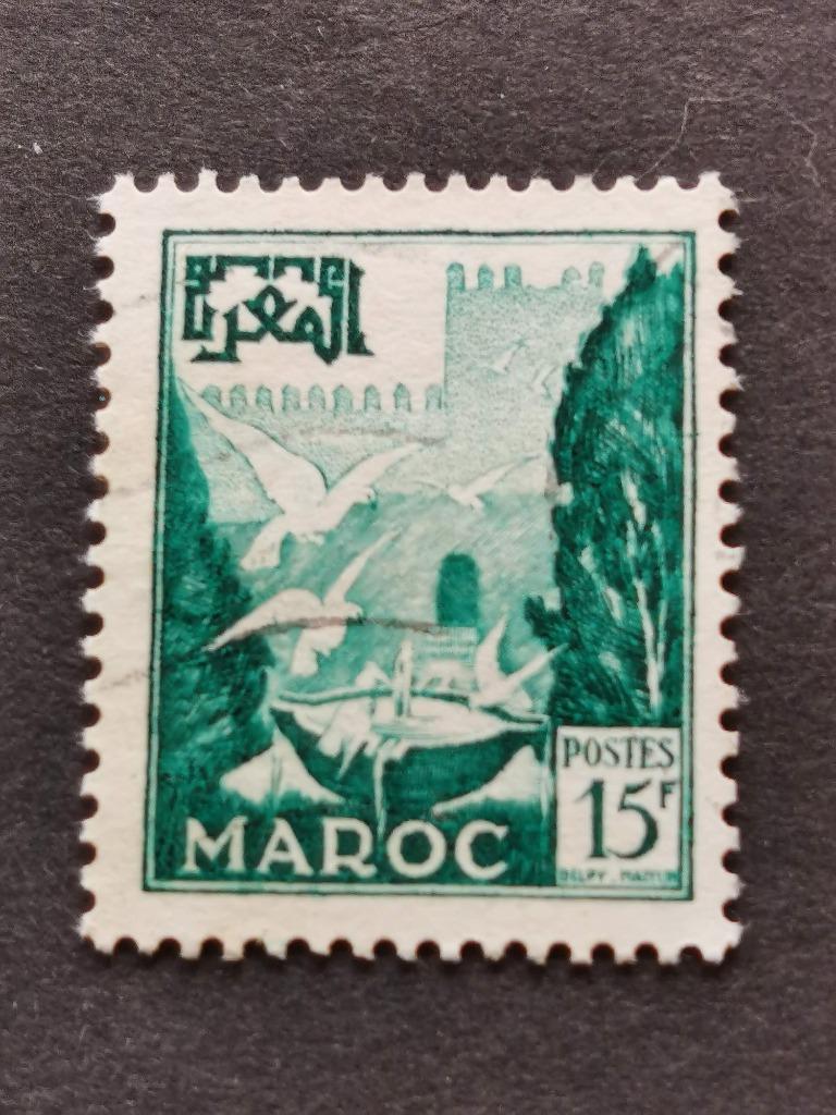 Maroc 1954 - oiseaux, ville, Enlèvement ou Envoi, Maroc, Affranchi