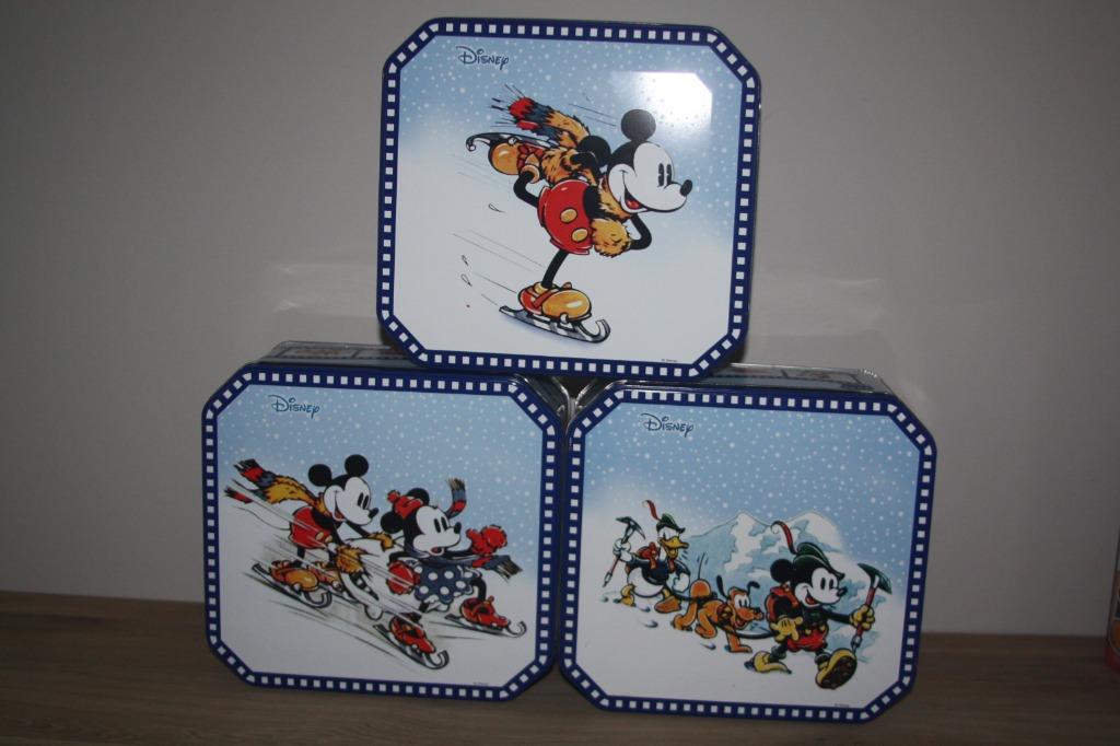 3x blik , Disney , als nieuw , Delacre , 23,5x21,5x10 cm, Enlèvement ou Envoi, Mickey Mouse, Comme neuf, Autres types