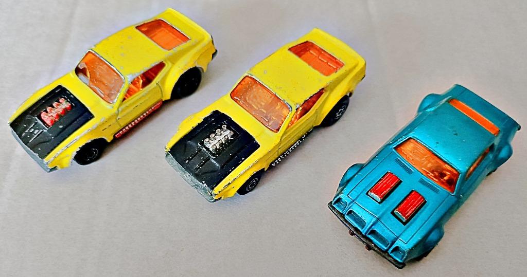 2 Matchbox Boss Mustang 44, 1972 + Pontiac Firebird 4, 1975, Hobby en Vrije tijd, Modelauto's | 1:43, Ophalen of Verzenden, Gebruikt