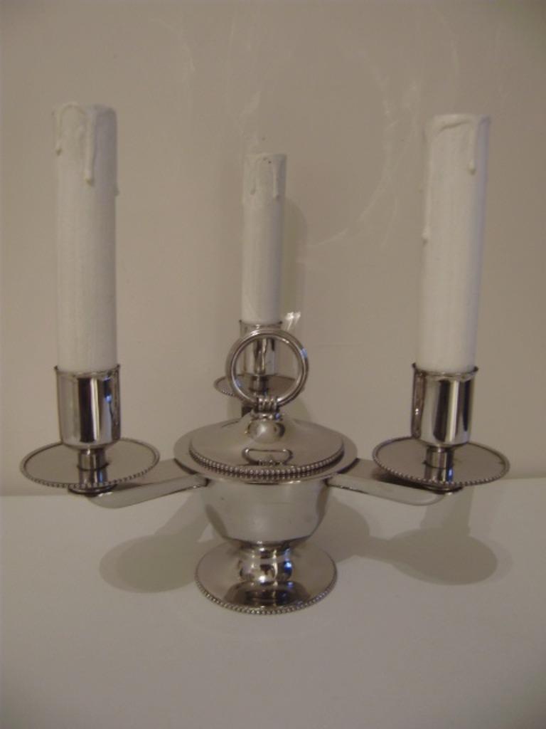 ART DECO : ROYAL BB , 3-lamp in chroom met parelranden, Antiquités & Art, Curiosités & Brocante, Enlèvement