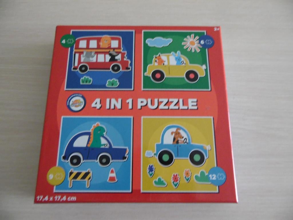 PUZZLE 4 EN 1      4,6,9 ET 12 PIÈCES      VÉHICULES, Enlèvement ou Envoi, 10 à 50 pièces, Comme neuf, 2 à 4 ans