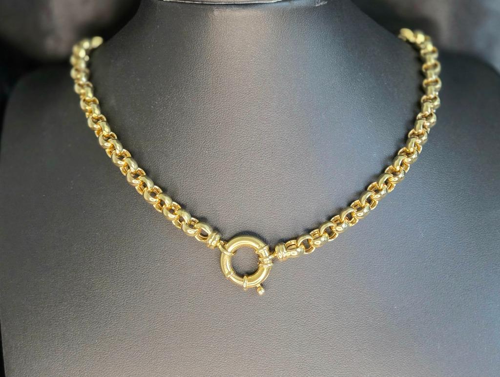 Gouden vintage jasseronschakel collier. 2025/625. 28.7 Gram, Handtassen en Accessoires, Kettingen, Zo goed als nieuw, Goud, Goud