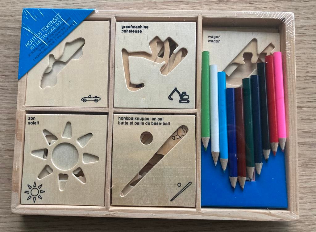 Houten tekenset, Ophalen of Verzenden, Nieuw, Potlood of Stift