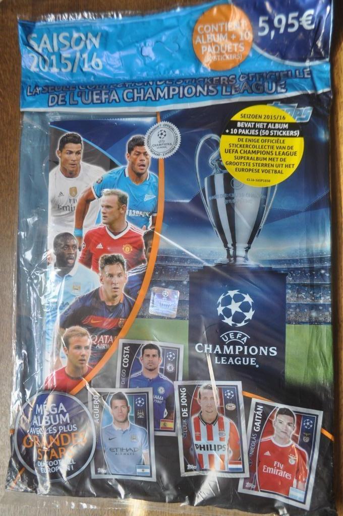 TOPPS UEFA CHAMPIONS LEAGUE 2015/16 LEEG ALBUM + 10 ZAKJES, Ophalen of Verzenden, Nieuw, Meerdere stickers